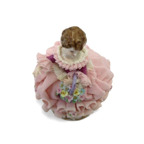 Mini Irish DRESDEN DOROTHEA Girl with Pink Dress Figurine Vintage 4.3" - Picture 10 of 12